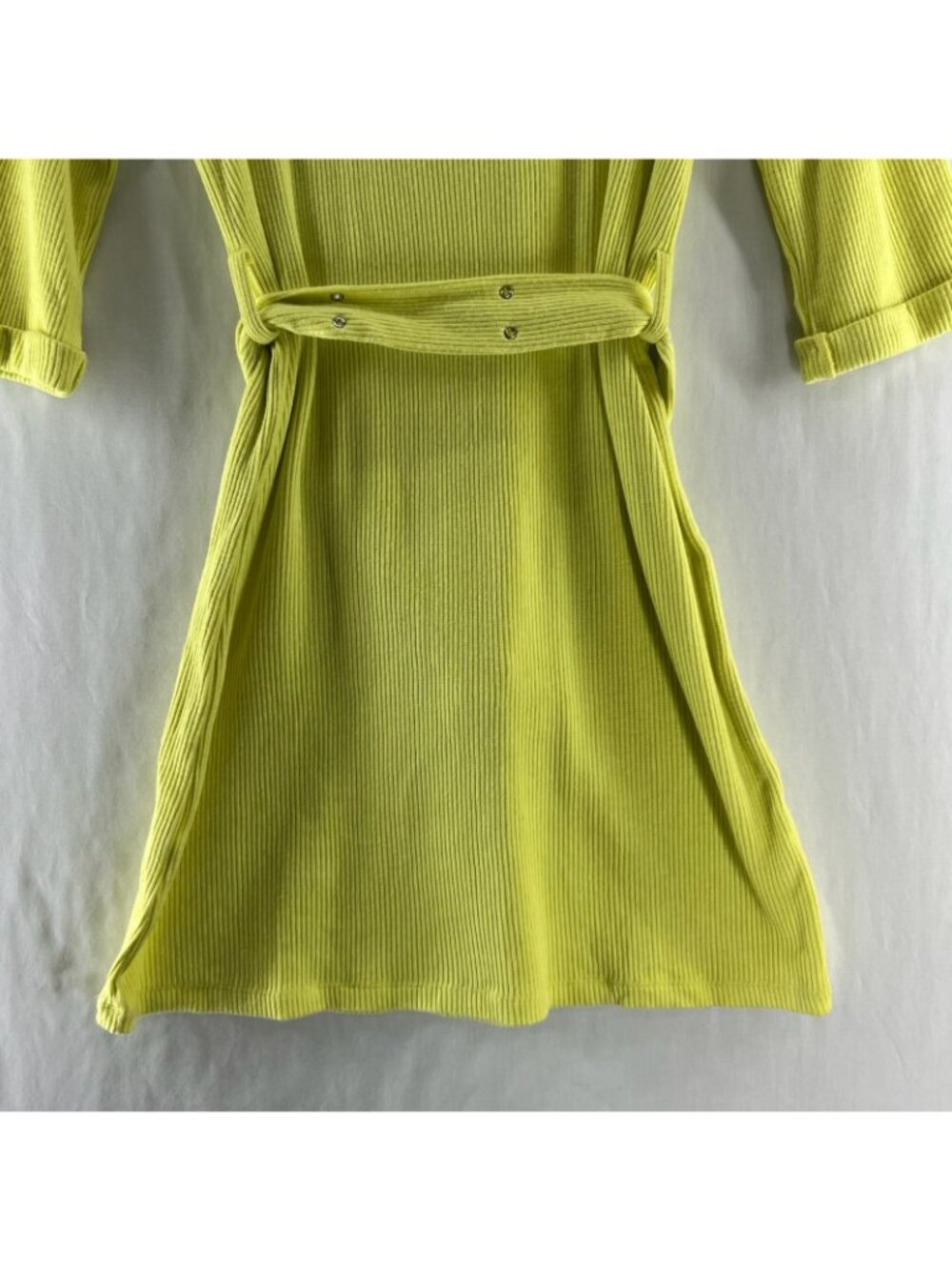 Line & Dot Luna Rib Knit Belted Shift Dress Womens M Pocket Pullover Lime Green - Picture 7 of 12